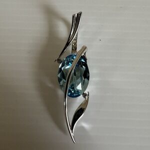 Blue Topaz Pendant Silver Tone Marked Whitehall WW Vintage